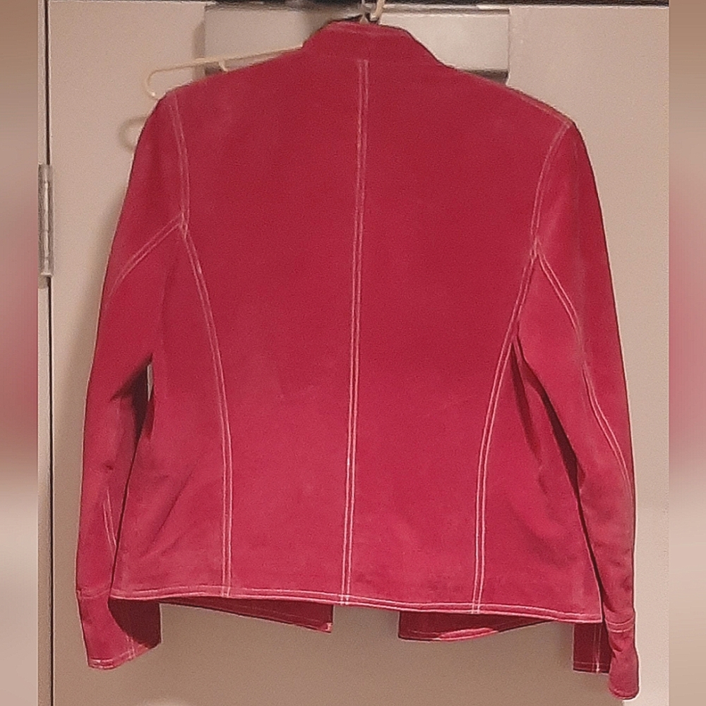 Hot Pink Suede Leather Jacket - Picture 4 of 14